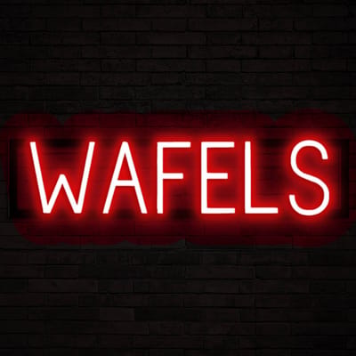 WAFELS - Lichtreclame Neon LED bord verlicht | SpellBrite | 64,14 x 16 cm | 6 Dimstanden & 8 Lichtanimaties | Reclamebord neon verlichting