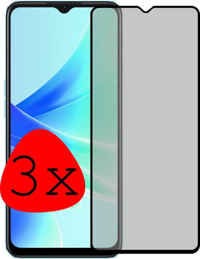 Screenprotector - 3 Stuks Geschikt voor OPPO A17 - Privacy Filter - Beschermglas - Gehard Glas - Tempered Glass - Screen Protector