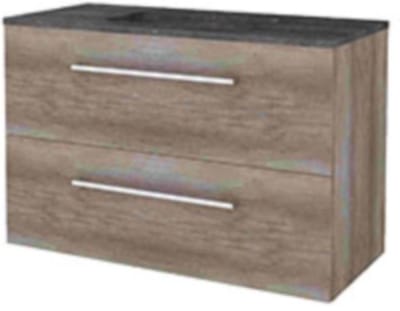 Basic-Line Start 46 Badkamermeubelset - 100 x 46 cm - Met Grepen - 2 Lades - Hardstenen Wastafel - 1 Kraangat - Scotch Oak