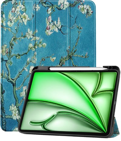 Hoesje Geschikt voor Apple iPad Air M3/M4 (2025/2026) - 11 inch - Dun & Stevig - Trifold Bookcase - Hard Cover Case - Met Uitsparing Geschikt voor Apple Pencil - Hardcover Book - Tablet Hoes - Bloesem