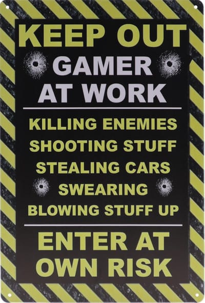 Wandbord – Keep Out - Gamer - Vintage - Retro -  Wanddecoratie – Reclame bord – Mancave - Restaurant – Kroeg - Bar – Cafe - Horeca – Metal Sign – 20x30cm