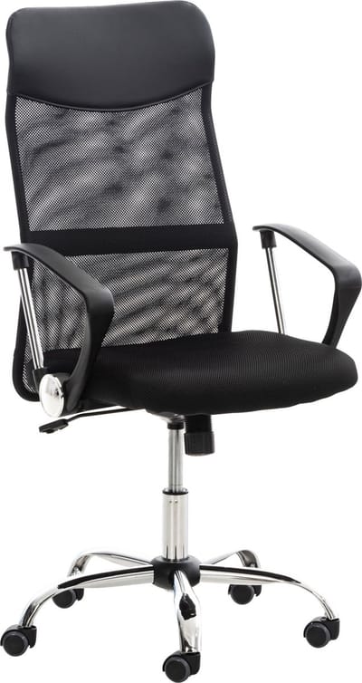 CLP Washington Bureaustoel | Kunstleer en netbekleding | Kantoorstoel met Zithoogte: 47 -55 cm zwart