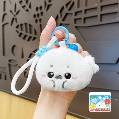 Sac en peluche phoque mignon, pendentif de sac à dos dessin animé mignon, porte-clés pour couple, cadeau black