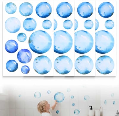 Set van 4 Waterdichte Tegelstickers met Zeepbellen voor Kinderkamer, Badkamer en Slaapkamer Decoratie voor Jongens en Meisjes