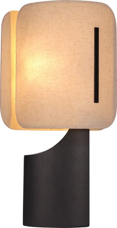 Atmooz Quebec Tafellamp – H56 cm – Scandinavische tafel lamp binnen – decoratieve tafellamp woonkamer – E14 fitting – hoge sfeerlamp met zwarte eikenfineer voet en beige kap – modern elegant design – beige en zwart