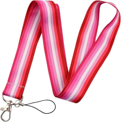 Travel Cords - Keycord Roze Gestreept - stevig lanyard - sleutelhanger - sleutelkoord - met telefoonkoord - sleutels