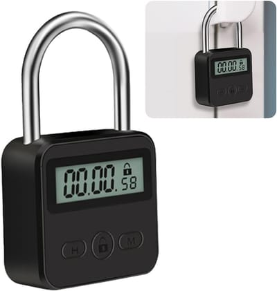 Tijdslot-Time lock-Tijdslot hangslot-Digitaal Tijdslot- Slim Tijdslot met LCD Display -USB Veiligheidshangslot- Heavy Duty Metalen Timervergrendeling Elektronisch- 99 Uur Max Tijdslot voor
