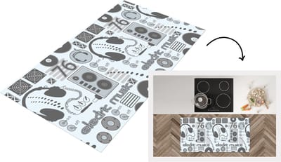 Keukenloper - Loper keuken - DJ - Koptelefoon - Vintage - Tekening - Design - 120x60 cm - Keukenloper vinyl