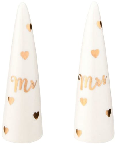 Trouwring houder met hartjes / Ring Cones MR & MRS van Sass & Belle