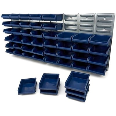 Raaco Wandpaneel - 2 wandpanelen met 48 magazijnbakken - 144 x 104 x 440 mm