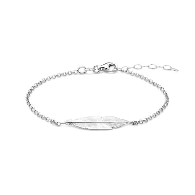 Zilver Gerhodineerd Armband Veer 16,5 + 2,5 cm 1337219