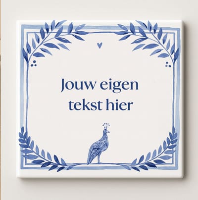 Gepersonaliseerde Tekst Keramische Tegel – 15x15cm Eigen Delfts Blauwe Tegel met Jouw Eigen Tekst of Quote