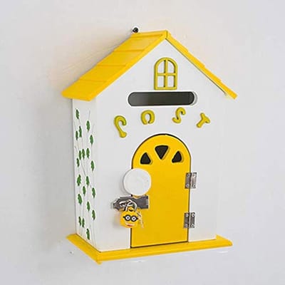 Houten Brievenbus - Postbak Muur - Thuis Organiseren - Creatief Ontwerp - 32x12x23.5 cm - Blauw Rood Geel