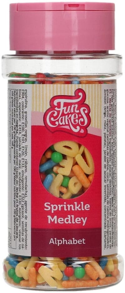 FunCakes Sprinkle Medley - Alfabet - 65g - Eetbare Taartdecoratie