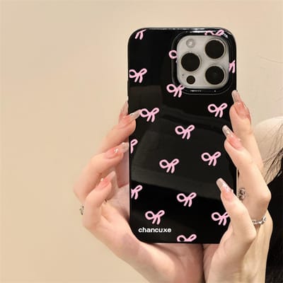 Volledig scherm kleine kers Telefoonhoesje Voor iPhone 11 Hoesje iPhone 13 15 16 12 14 Pro Max XR XS X 7 8 SE Schokbestendig Glanzend Hart Cover For iPhone 13Pro Max black