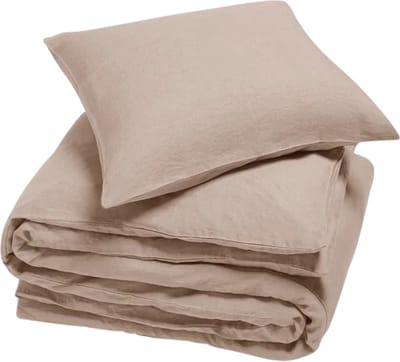 Yumeko dekbedovertrek gewassen linnen dusty roze 140x220 + 1/60x70 - Biologisch & ecologisch