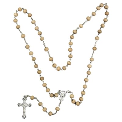 Fako Bijoux® - Rozenkrans Ketting - Sandelhout - Beige
