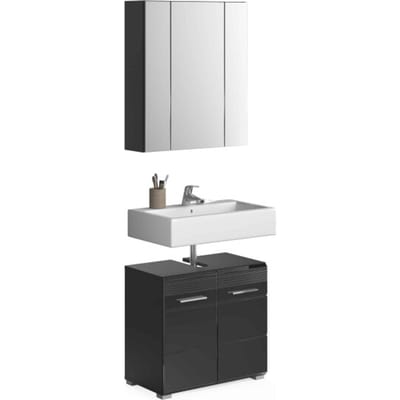 Linus badkamercombinatie zwart hoogglans MDF TZ - 34x60x182cm