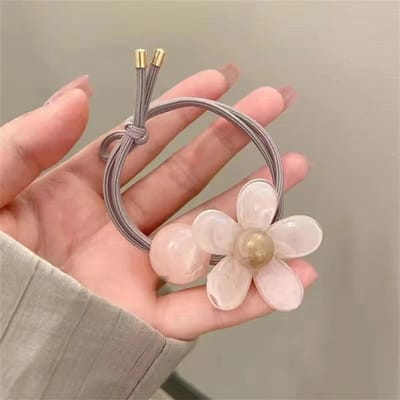 Bloem Haar Touw Zoete Eenvoudige Stijl Acryl Haarelastiek Voor Vrouwen Paardenstaart Rubberen Band Temperament Haaraccessoires roze