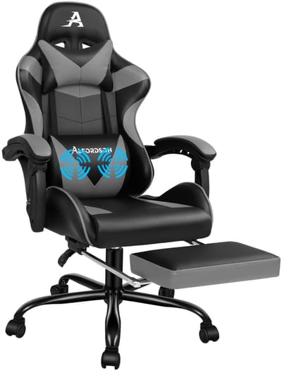 ALFORDSON Vogler - Gaming stoel ergonomisch racing bureau stoel - Verstelbare kanteling & hoogte - Met gevoerde voetensteun - USB massage functie - Draagkracht tot 180 kg