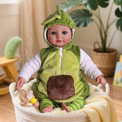 Babypop Meisje - Realistische Pop - Rollenspel - Zachte Katoenen Body - 43 cm - Groen