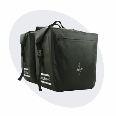 Voltano Dubbele Fietstas Rolltop Intense Green - 48 Liter - 100% Waterdicht - Fietstassen Electrische Fietsen Groen