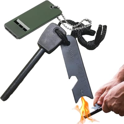 SVN® Fire kit - Firesteel - Vuurmaker - Zwart/Groen - 11cm x 8cm x 2cm