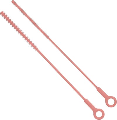 Allecto Plus - 2 stuks Herbruikbare Siliconen Rietjesreinigingsborstel - Extra Lange Zachte Borstel voor Metalen en Glazen Rietjes - Roze