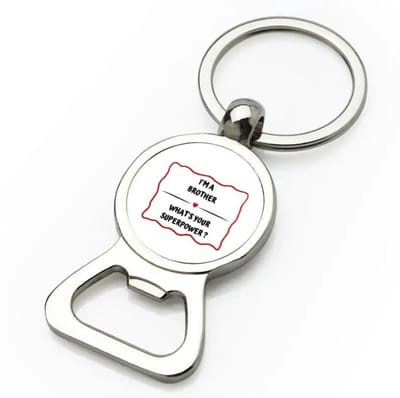 Akyol - i'm a brother what's your superpower? flesopener - Broer - super broer - verjaardag - cadeautje voor broer - broer artikelen - kado - geschenk - 9 bij 3 cm