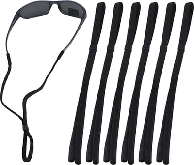 Brilkoord - 6 Stuks - Touw - Elastisch brillenkoord - Polyester - Verstelbaar - Unisex - Lichtgewicht - Geschikt voor Zonnebrillen, Leesbrillen & Sportbrillen - 30 cm - Zwart