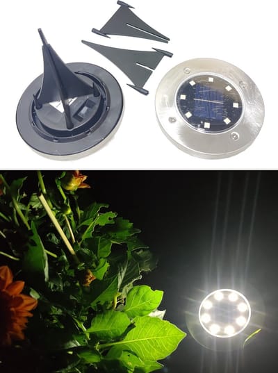 3x LED Grondspot Solar Tuin Spot IP44 spatwaterdicht rvs 12 x 11,5cm 300mAh