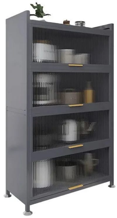 Seven comfort Keukenkasten - Hoge Keukenkast - Met doorschijnend stofwerend paneel - keuken - buffetkast - zijkast - Huiskamer - Opbergkast voor thuis - 60x32x144cm - Grijs