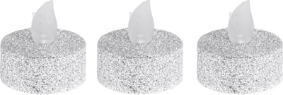 Ambiance Light LED waxinelichtjes - 6x stuks - zilver - 4 cm - op batterij - kerstverlichting