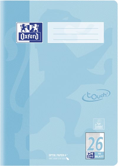 Oxford schoolschrift Touch Pastel, DIN A4, liniatuur 26, gelinieerd, blauw