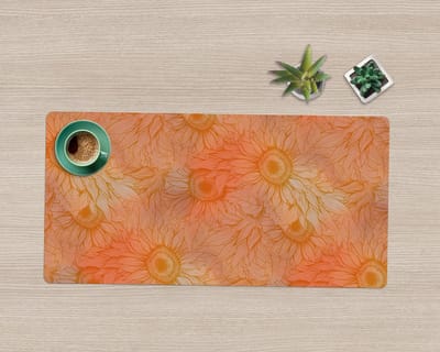 Coloray Bureau Onderlegger - Zonnebloembloemen Bureau Mat - 90 cm x 45 cm - Oranje Bureau Onderlegger - Bureaumat - Onderlegger Bureau - Bureau Onderlegger Groot - Bureau Onderlegger XXL