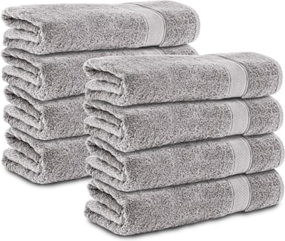 Komfortec 8x Handdoek 70x140 - 100% Katoen – Handdoekenset - Zacht - Zilver