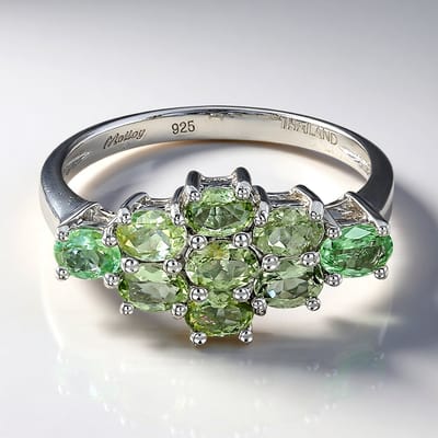 Cavill - Zilveren ring 925 sterling zilver met 9 ovale Braziliaanse Paraiba Toermalijnen 1,24 ct - tijdloze kleurrijke edelstenen ring