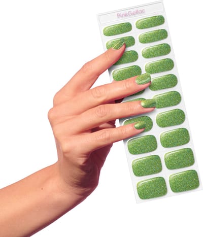 Pink Gellac UV Nagelstickers - Gellak Stickers 0035 Sparkling Green - Nail Art Gel Stickers voor Nagels - 20 stuks in 10 maten