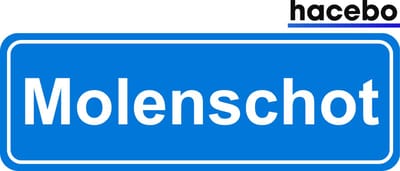 Hacebo - Plaatsnaam Sticker - 29x10 CM - Molenschot sticker - Verkeersborden sticker - grappige cadeaus - Molenschot