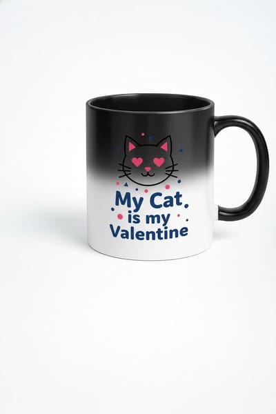 Magische Mok 'My Cat is my Valentine' | Warmtegevoelige Kattenliefhebber Koffiemok | Uniek Valentijn Cadeau