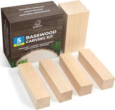 Houten snijblokken voor houtsnijwerk - 5 stuks onvoltooid