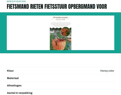 Dailygoods- Fietsmand Rieten - Fietsmand Voormand - Fietsmand Huisdier - Fietsmand Waterbestendig - Fietsmand 30*25cm - Eenvoudig te installeren