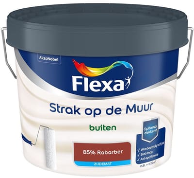Flexa - Strak Op De Muur Buiten Zijdemat - 85% Rabarber - Mengverf - 2,5 L