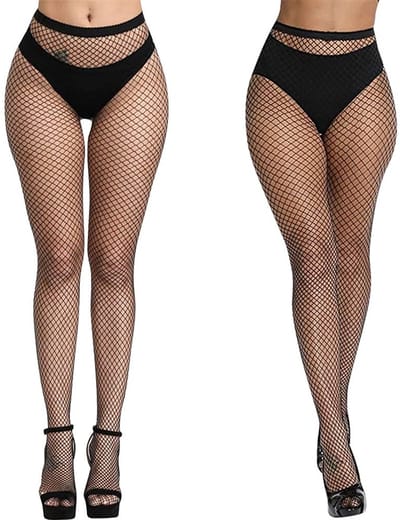 AOMIG Zwarte Visnetpanty Voor Dames, Panty Visnetkousen, Visnetpantykousen, Hoge Kousen Sexy Outfit, Jarretelpanty met Hoge Taille, One Size Fit all