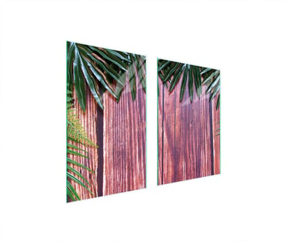 TMK ArtDeko - Gelaagd Glasbeschermer - 65x52 cm - Bladontwerp - Veelkleurig