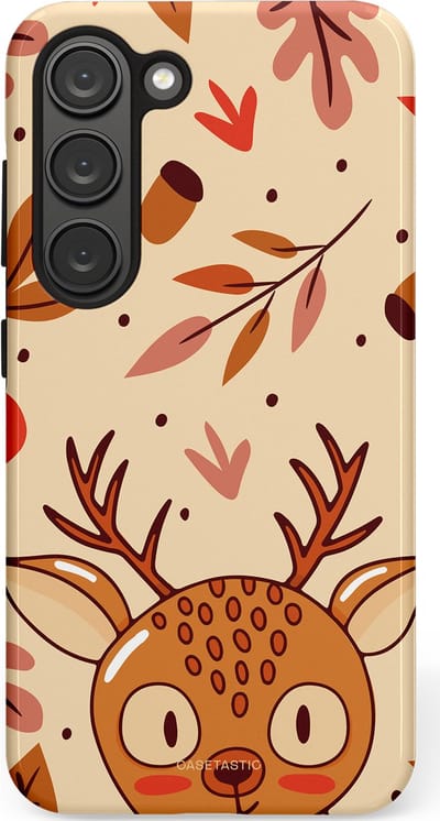 Casetastic hoesje geschikt voor Samsung Galaxy S23 - Dubbellaagse bescherming - Hert in de herfst - Fashion Case - Zand Terracotta Rood