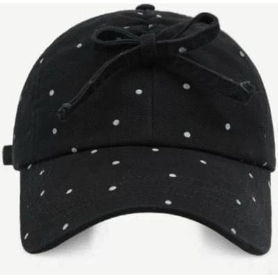 Polkadot Strik Vormige Baseballpet  Een Veelzijdige Herfst Zonbeschermings- en Zonneschermpet voor Dames  en Een Gezichtslatende Kleine Baseballpet Adjustable black