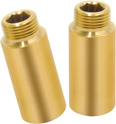 2 Stuks Messing Verlengstuk G1/2" x 50mm - Verlengd Fitting voor Kraan, Verwarming en Drinkwaterinstallatie