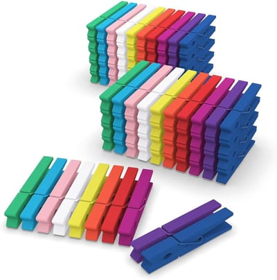 Kleine Kleurige Houten Knijpers voor Foto's, Collages en Postkaarten - 100 Stuks van 7 cm