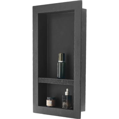 VEVOR Douchenis, 10,16 x 40,64 x 71,12 cm, Wandnis met Verplaatsbare Scheidingsplank, Zeep & Shampoo Opberger, Afgedicht Ontwerp, Zwart voor Badkamerdouche